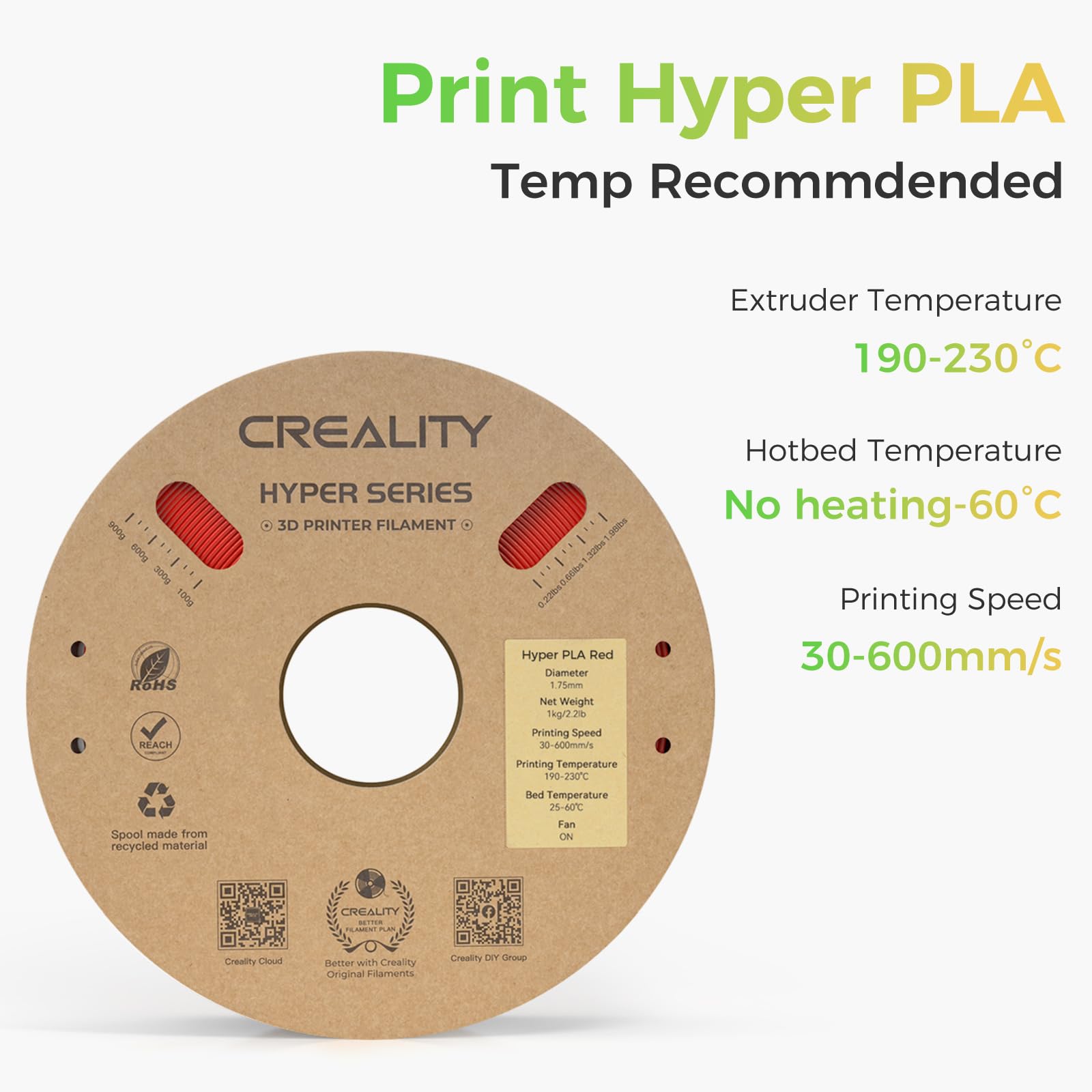 Creality ハイパー PLA フィラメント 2個 イエロー ピーチファズ Amazon.com: Creality PLA Filament 1.75mm, 3D Printer